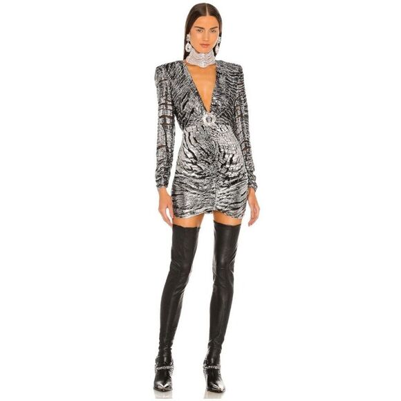 DUNDAS x REVOLVE Stardust Mini Dress in‎ Silver Tiger - Picture 1 of 12